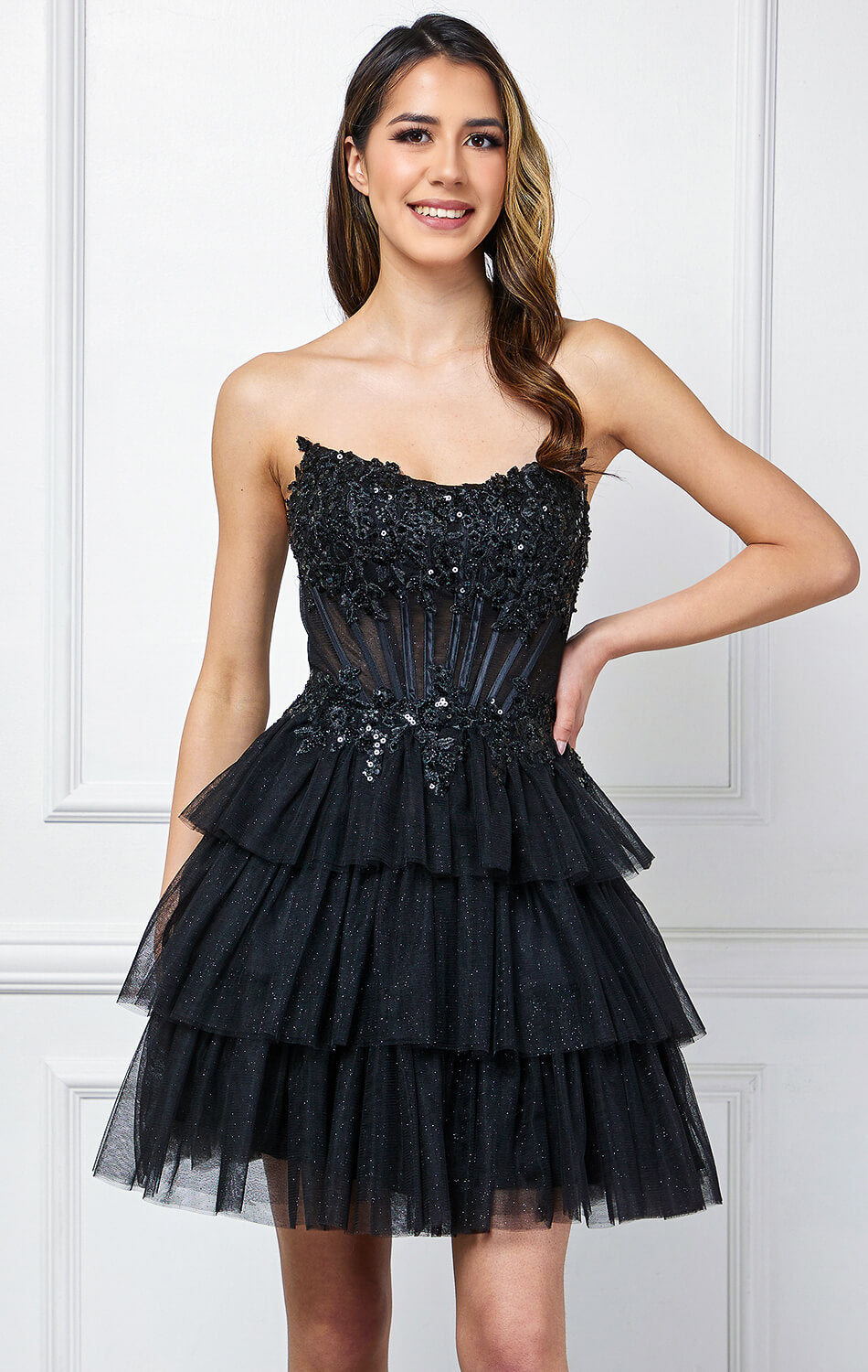 Tansy Mini Dress Glitter Tulle Homecoming Dress