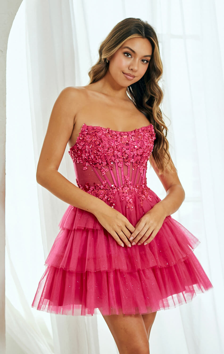 Tansy Mini Dress Glitter Tulle Homecoming Dress