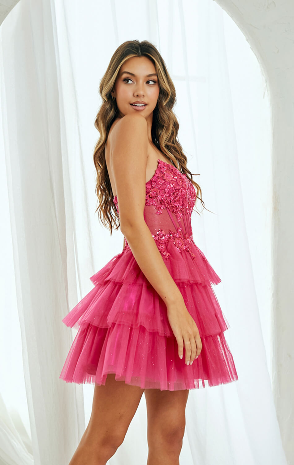 Tansy Mini Dress Glitter Tulle Homecoming Dress