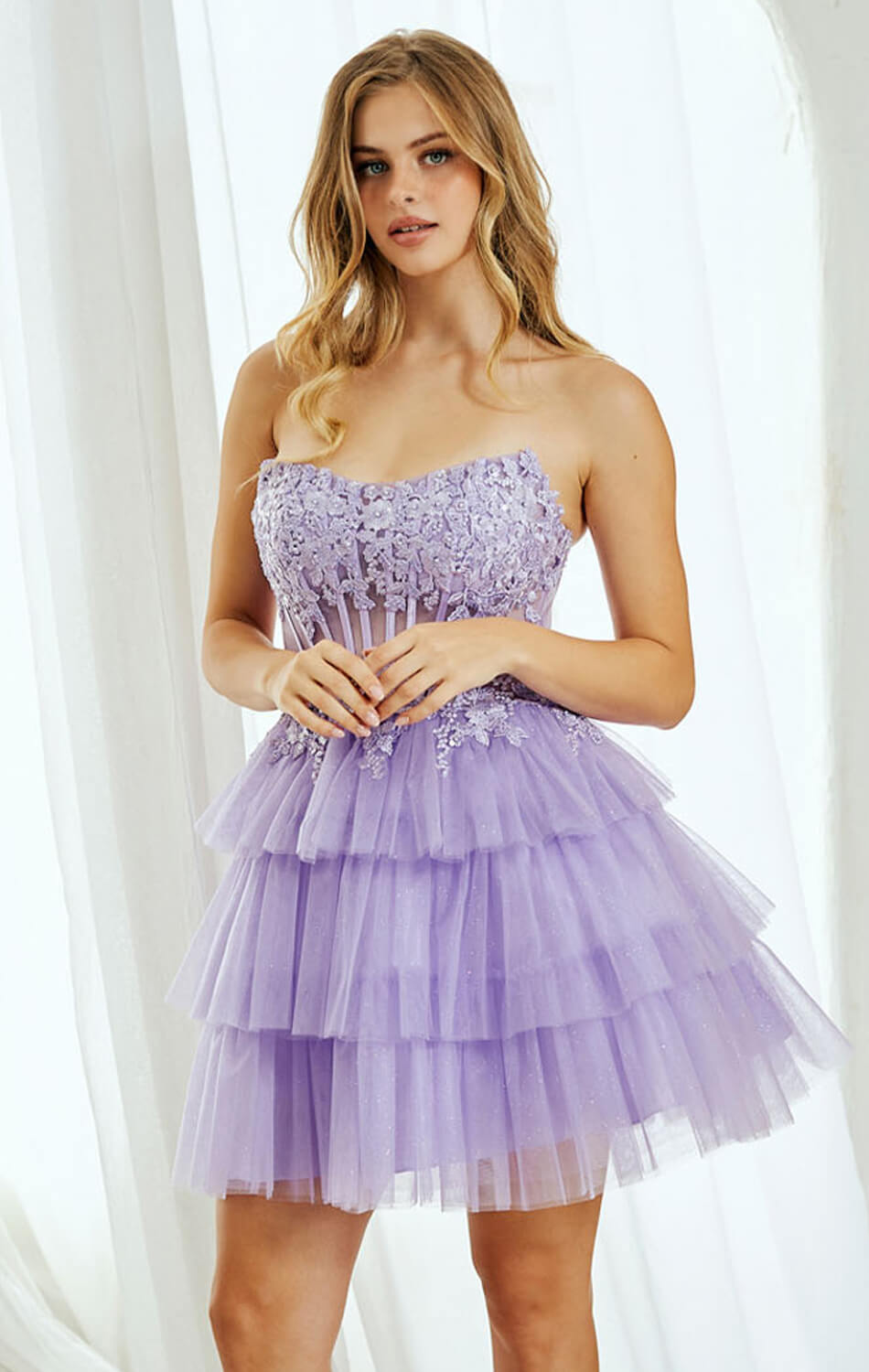 Tansy Mini Dress Glitter Tulle Homecoming Dress