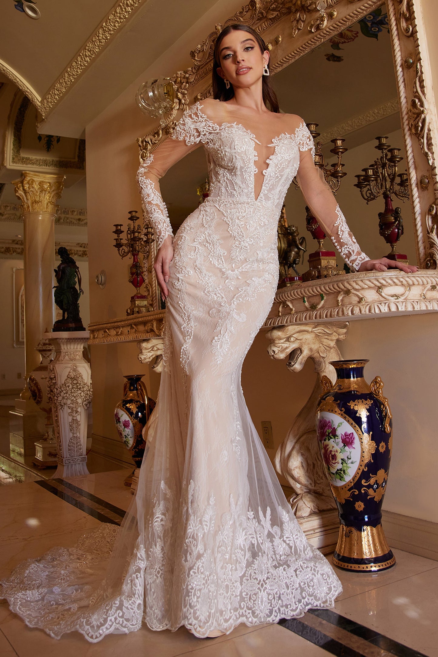 A1022 BOHEMIAN LACE MERMAID GOWN Andrea & Leo