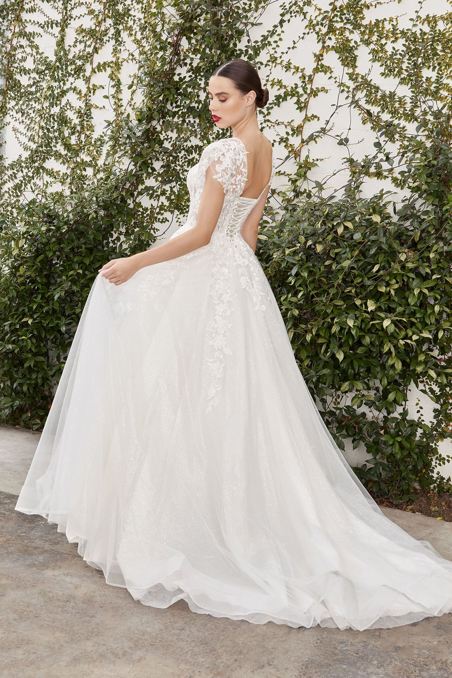 A1082W CATHERINE CAP SLEEVE LACE BALL GOWN Andrea & Leo