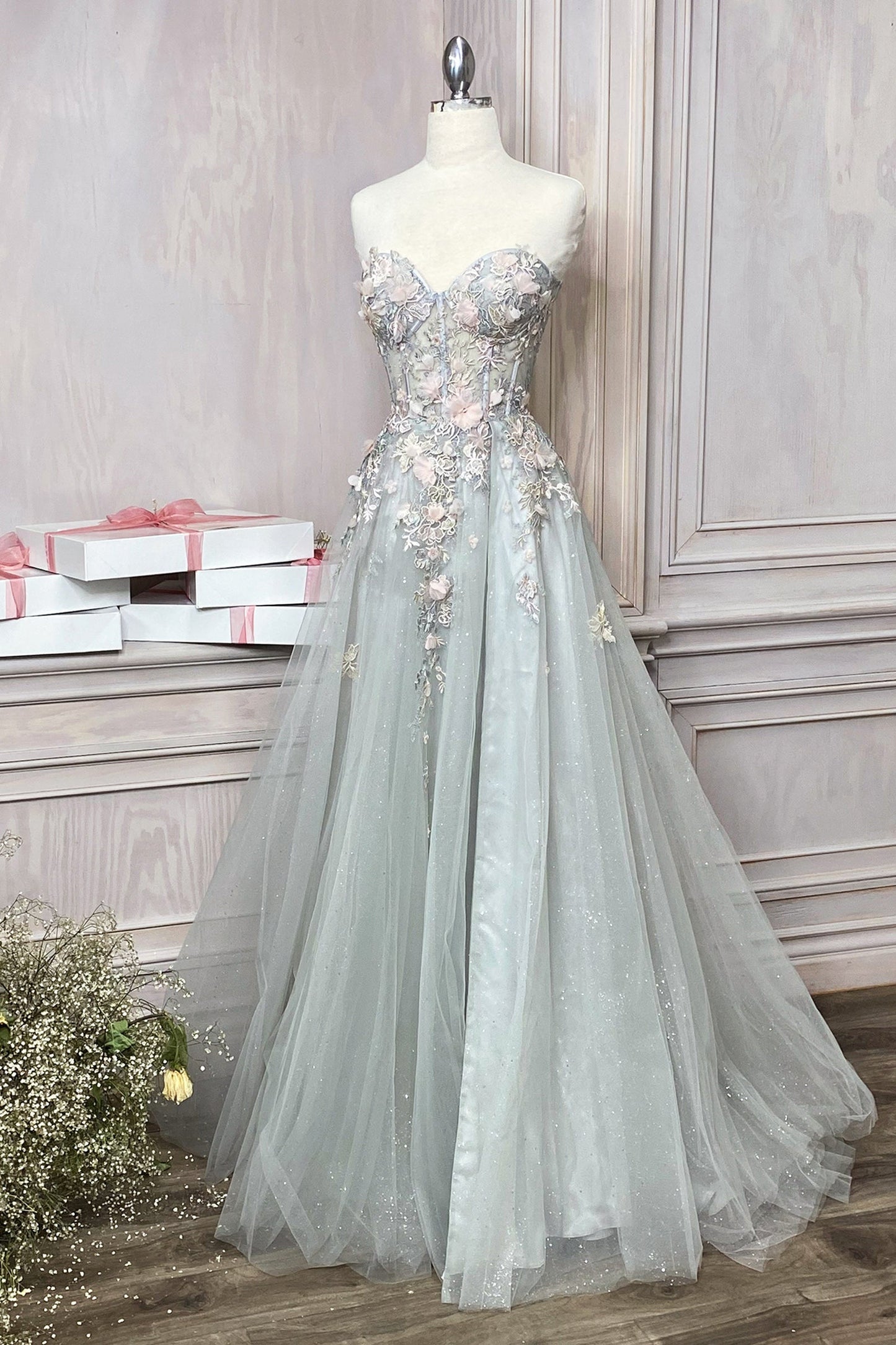 A1089 Penelope Blossom Gown with Overskirt Andrea & Leo