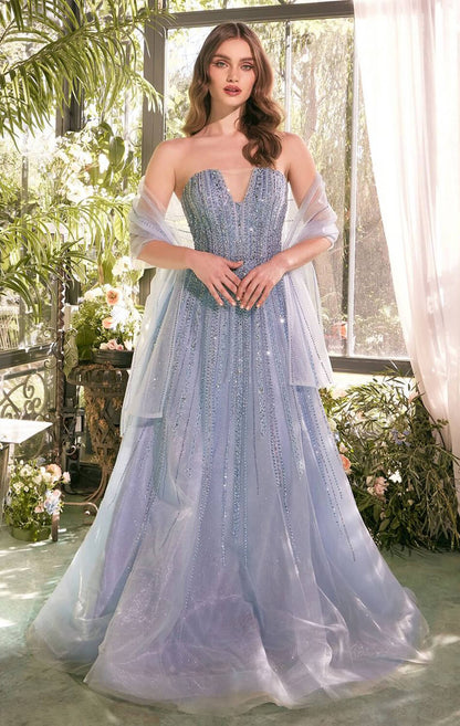 A1369 STRAPLESS BEADED A- DRESS Andrea & Leo