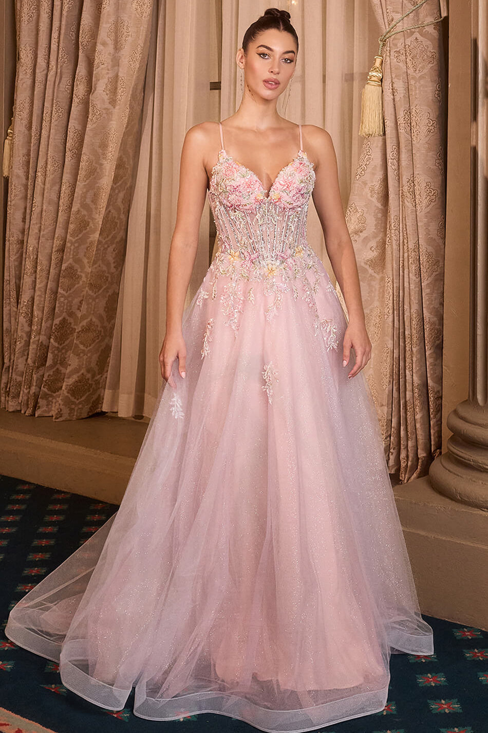 A1477 Waltzing Beaded Bouquet Ball Gown ANDREA & LEO