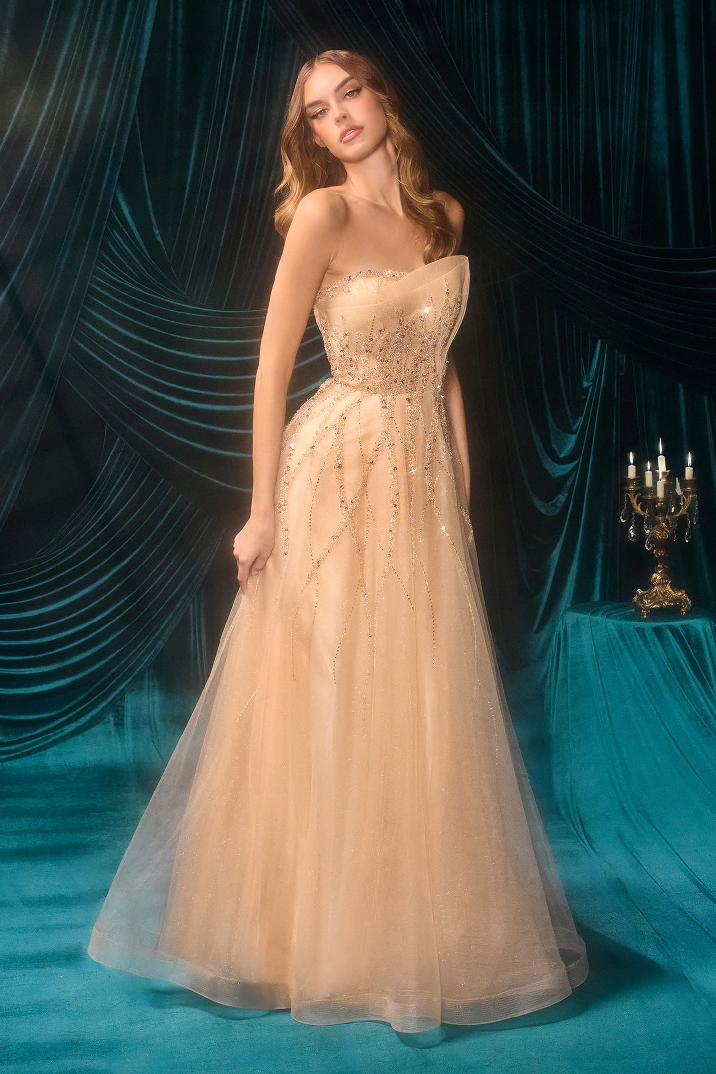 A1491 Cynthia Structured Ball Gown Andrea & Leo