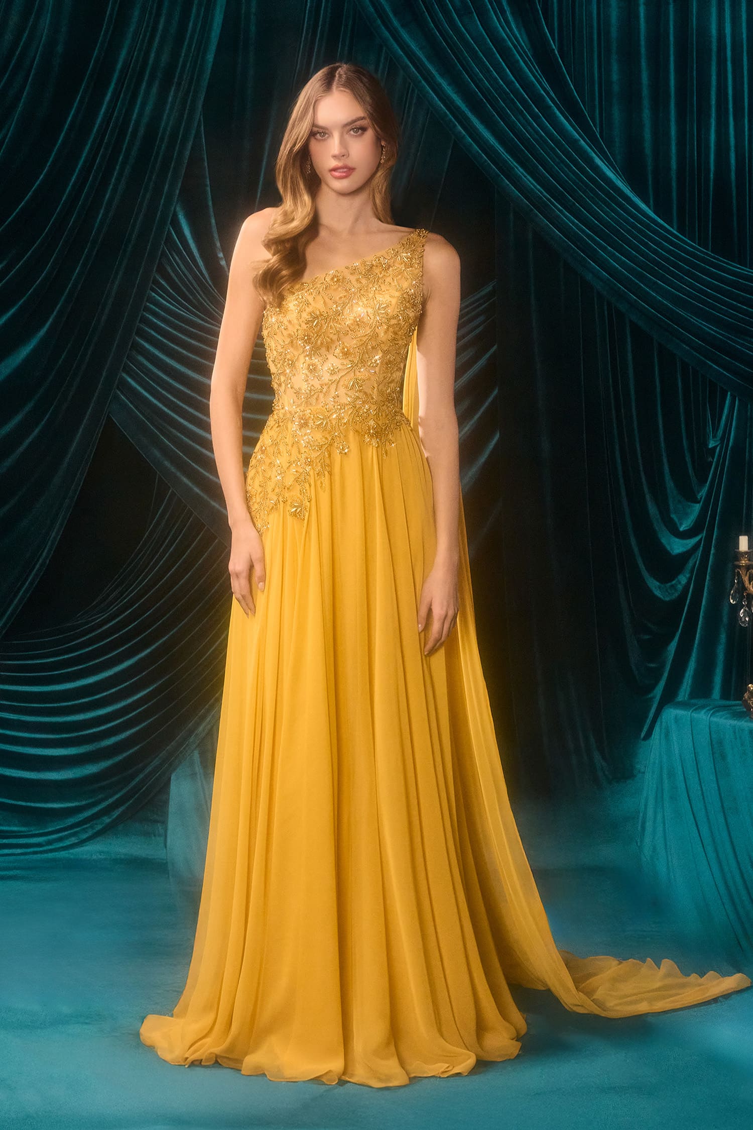 A1495 Julia Jeweled Chiffon Gown Andrea & Leo