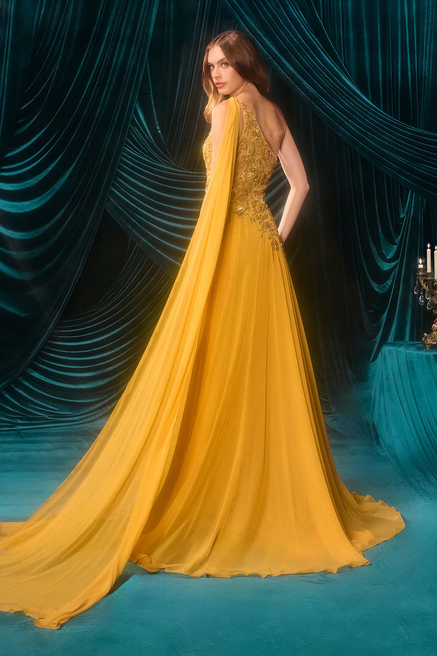 A1495 Julia Jeweled Chiffon Gown Andrea & Leo