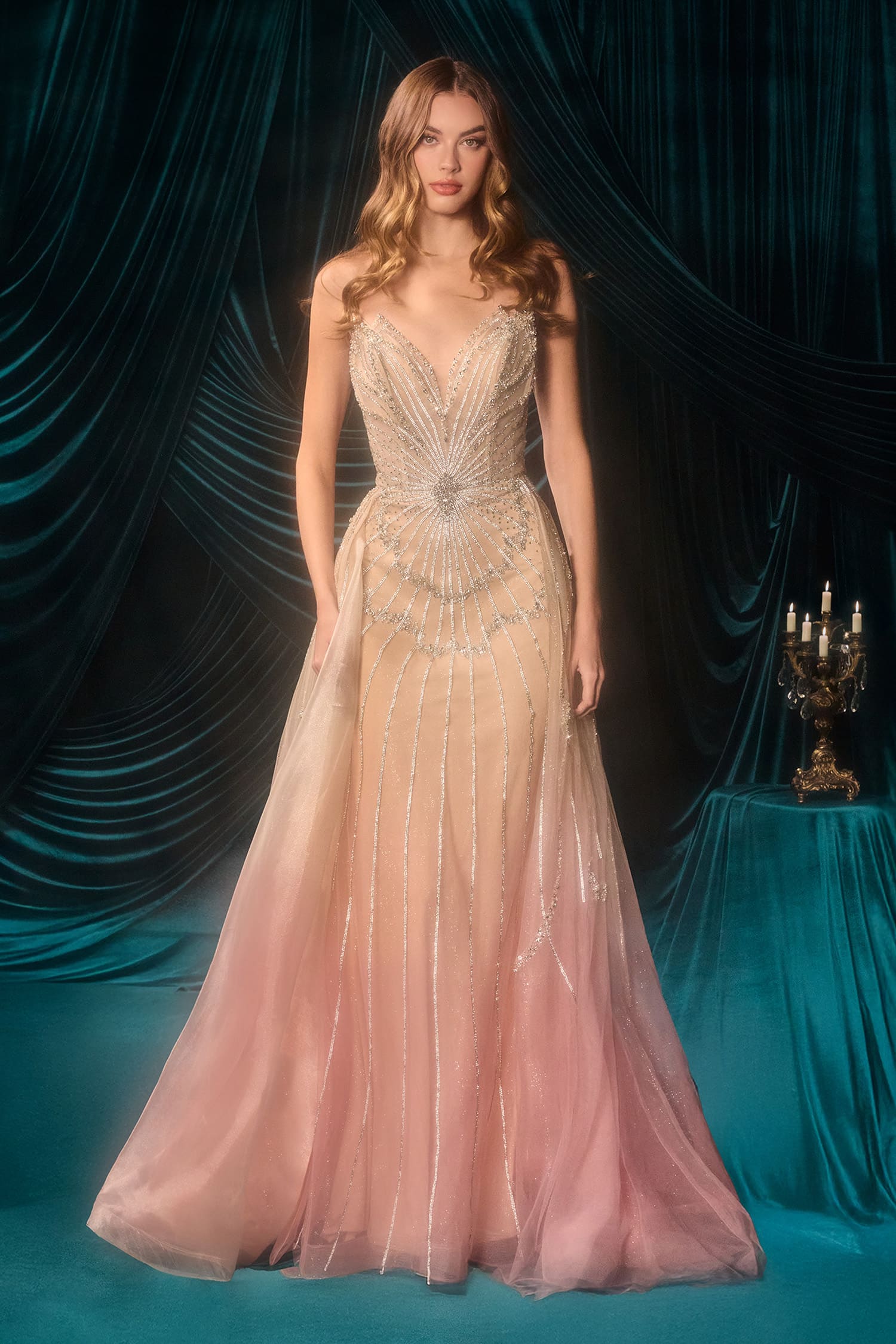 A1508 Quinley Beaded Ombre Gown Andrea & Leo