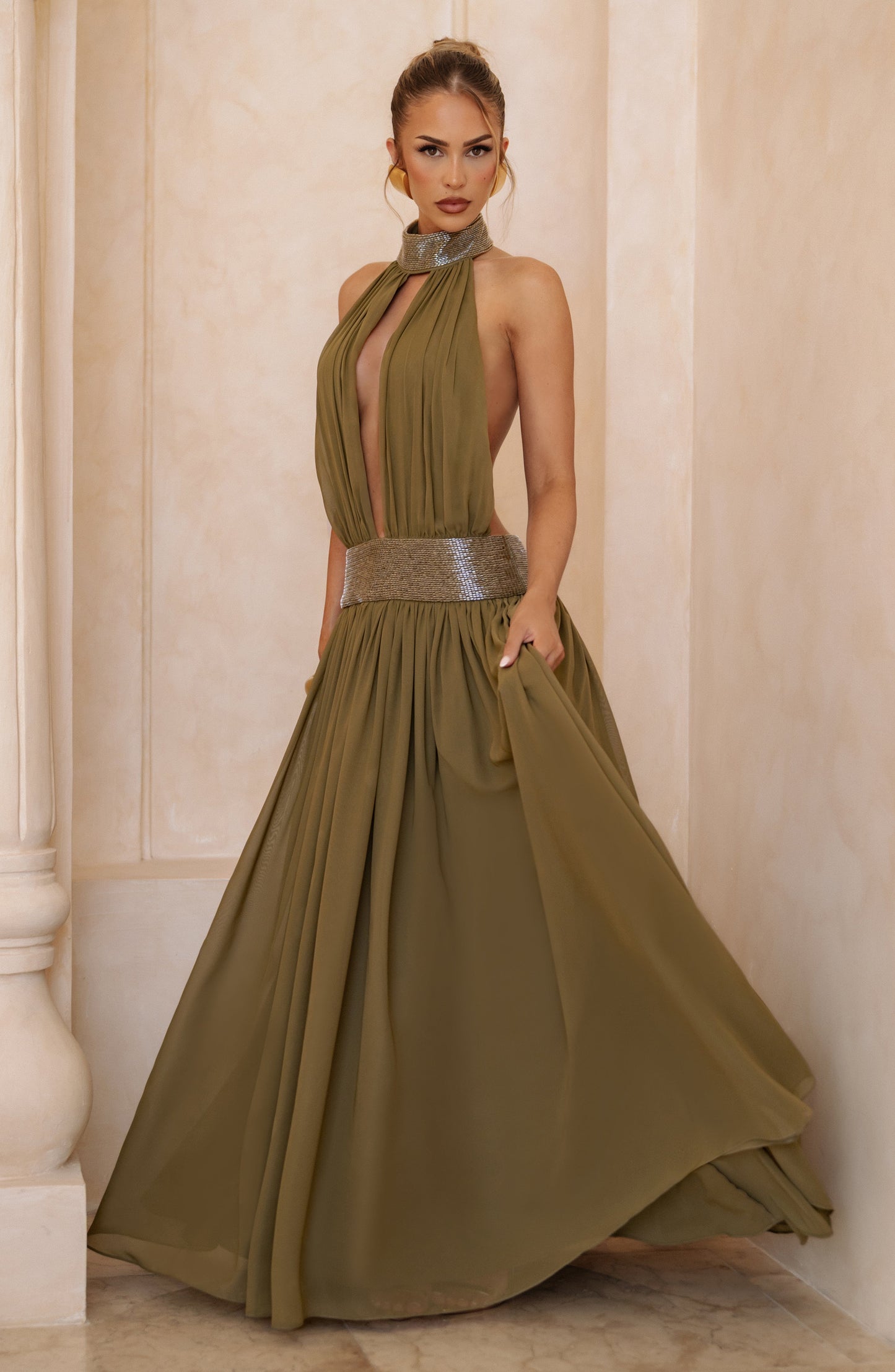 Rosalina Maxi Dress Deep Olive