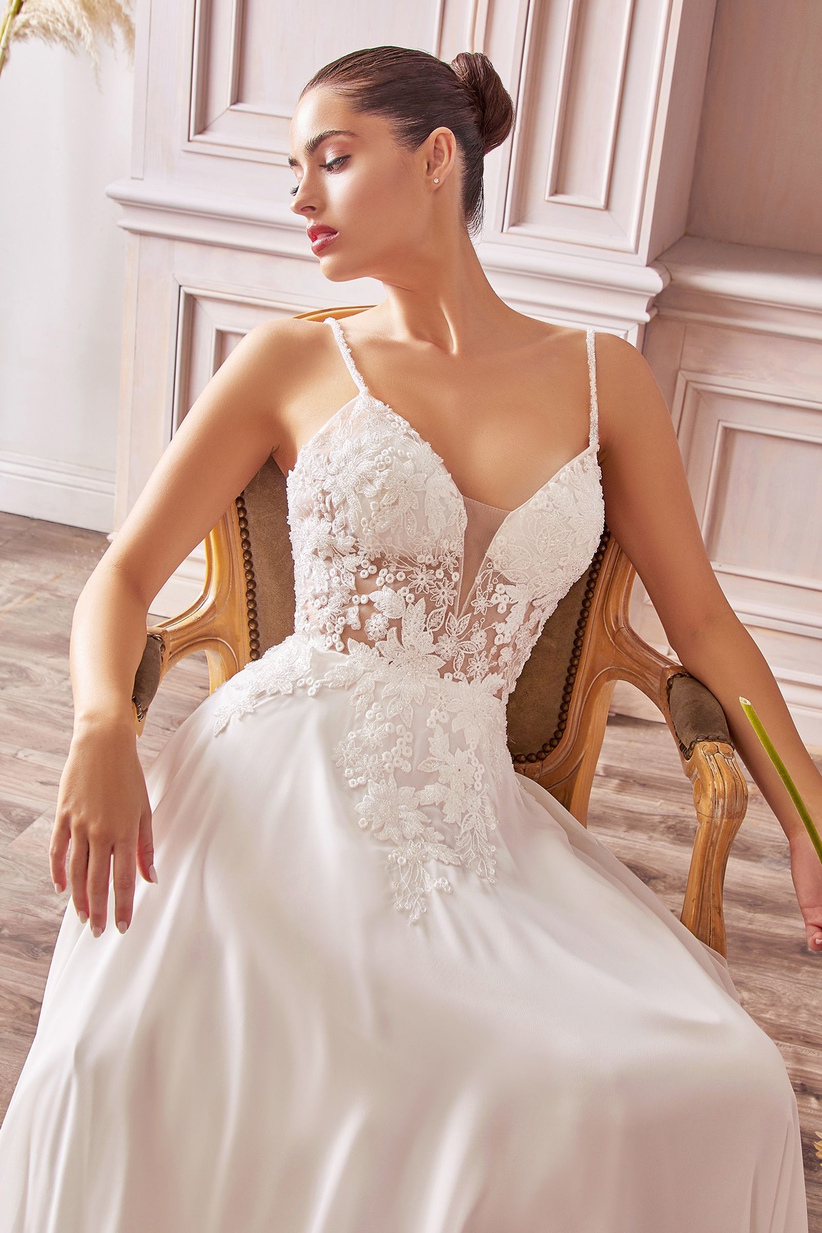Avianna Gown Floral Lace A- Chiffon Dress