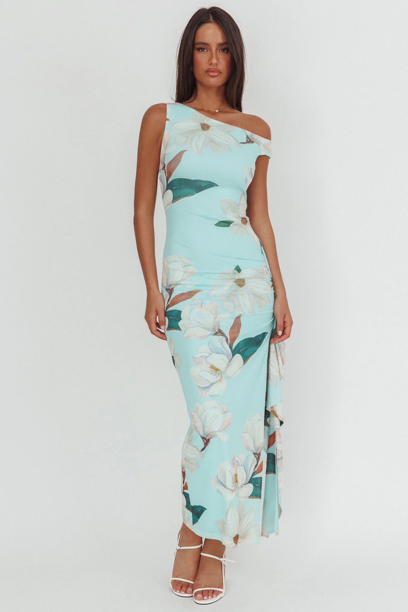 Amalfi Maxi Dress Mint Floral Print Dress