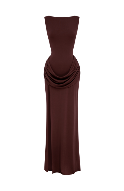 Bruna Maxi Dress Plum Brown
