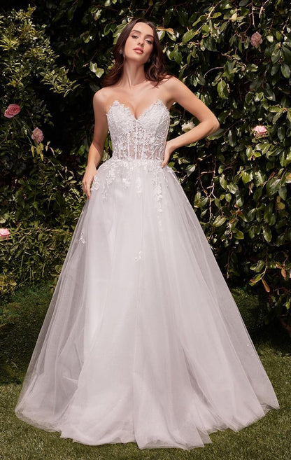 ELLEN GOWN OFF WHITE STRAPLESS A- LACE & TULLE DRESS