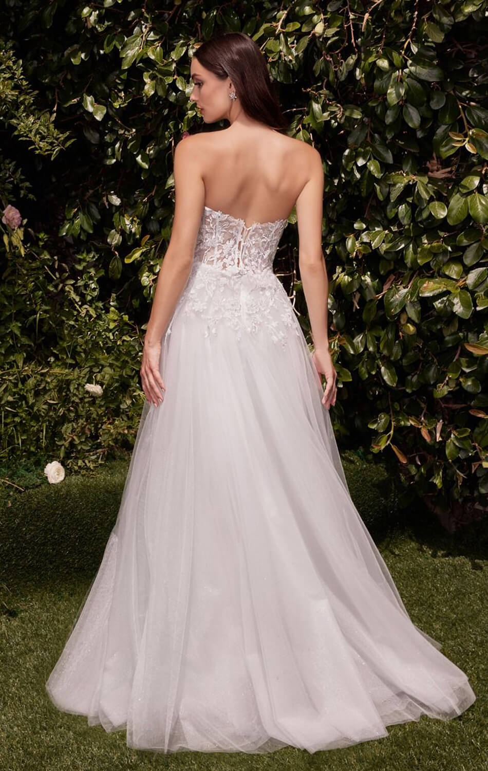 ELLEN GOWN OFF WHITE STRAPLESS A- LACE & TULLE DRESS