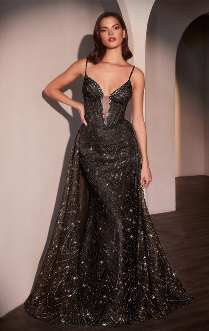 ANTONIA GOWN GLITTER PRINT DRESS WITH OVERSKIRT