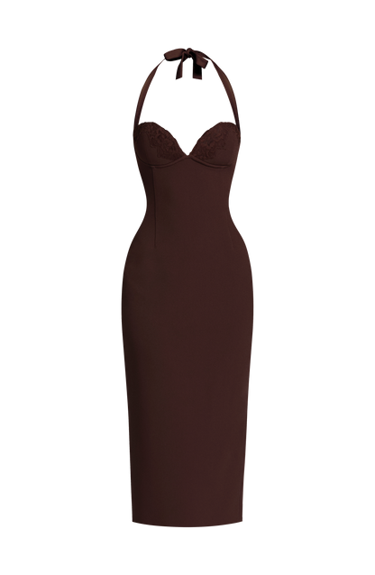 Cassia Midi Dress Plum Brown