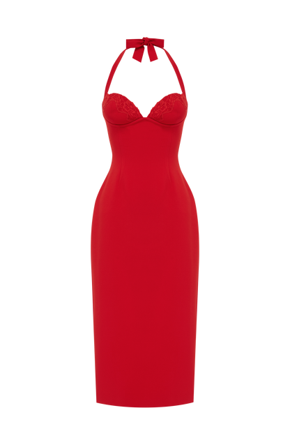 Cassia Midi Dress Red