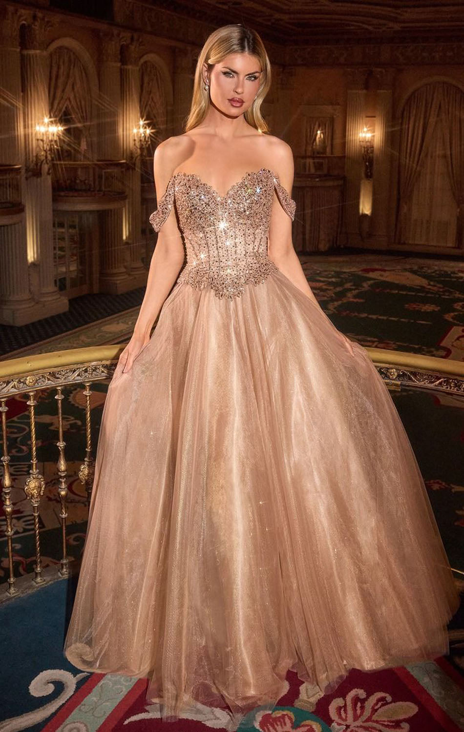 NOELLE GOWN A- GLITTER TULLE DRESS