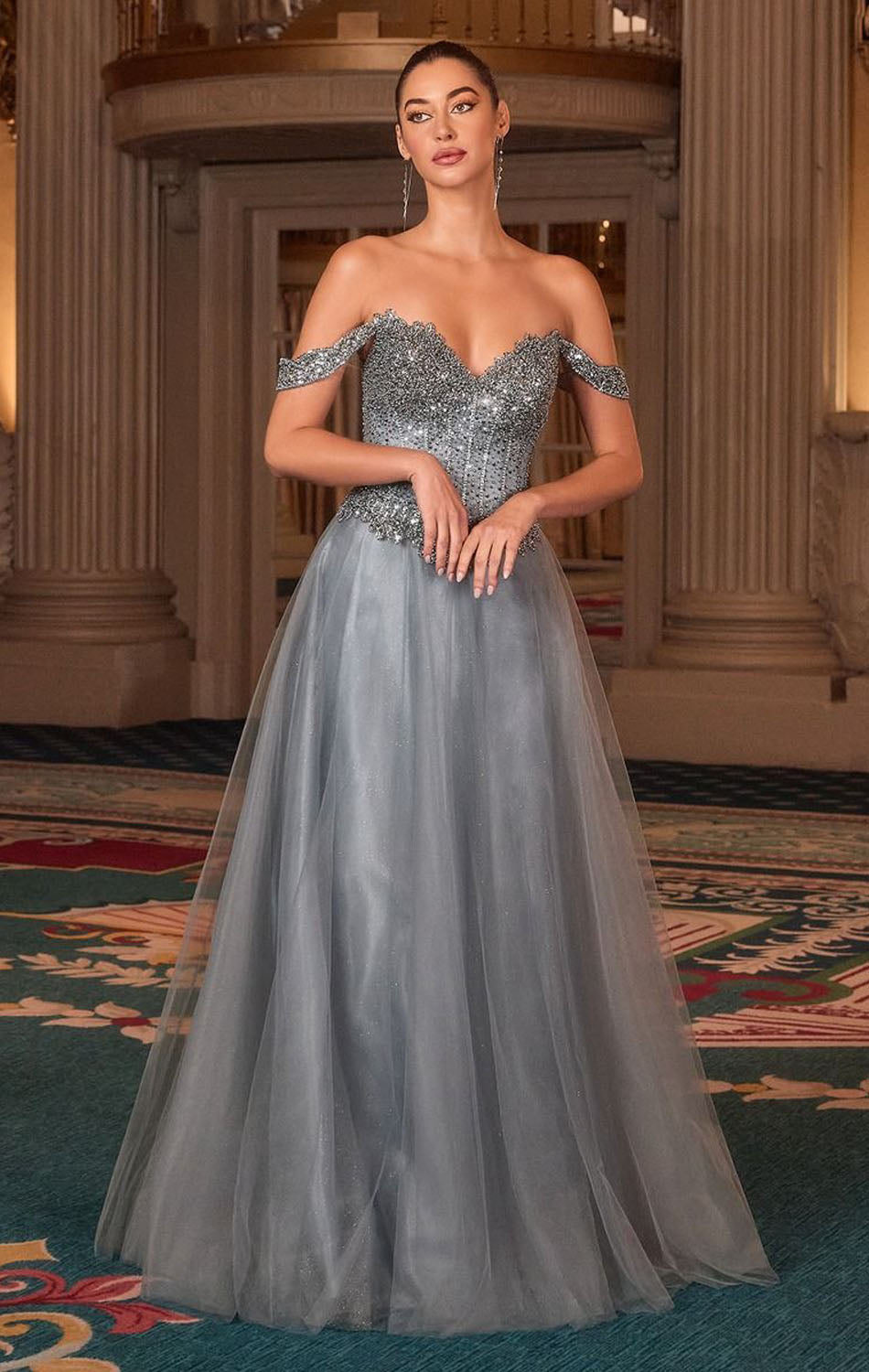 NOELLE GOWN A- GLITTER TULLE DRESS