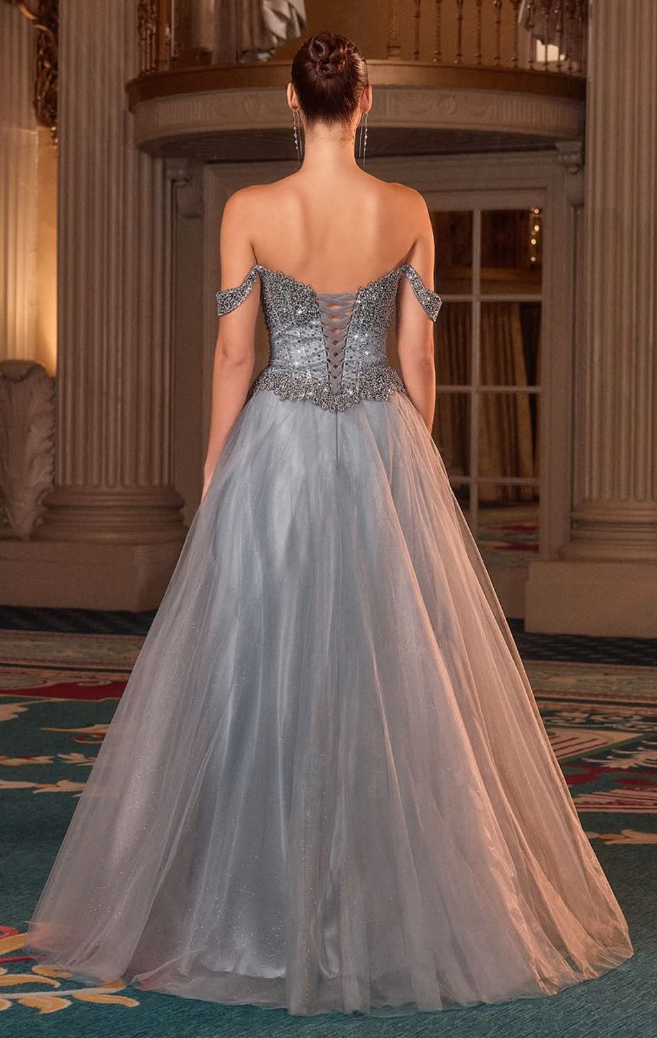 NOELLE GOWN A- GLITTER TULLE DRESS
