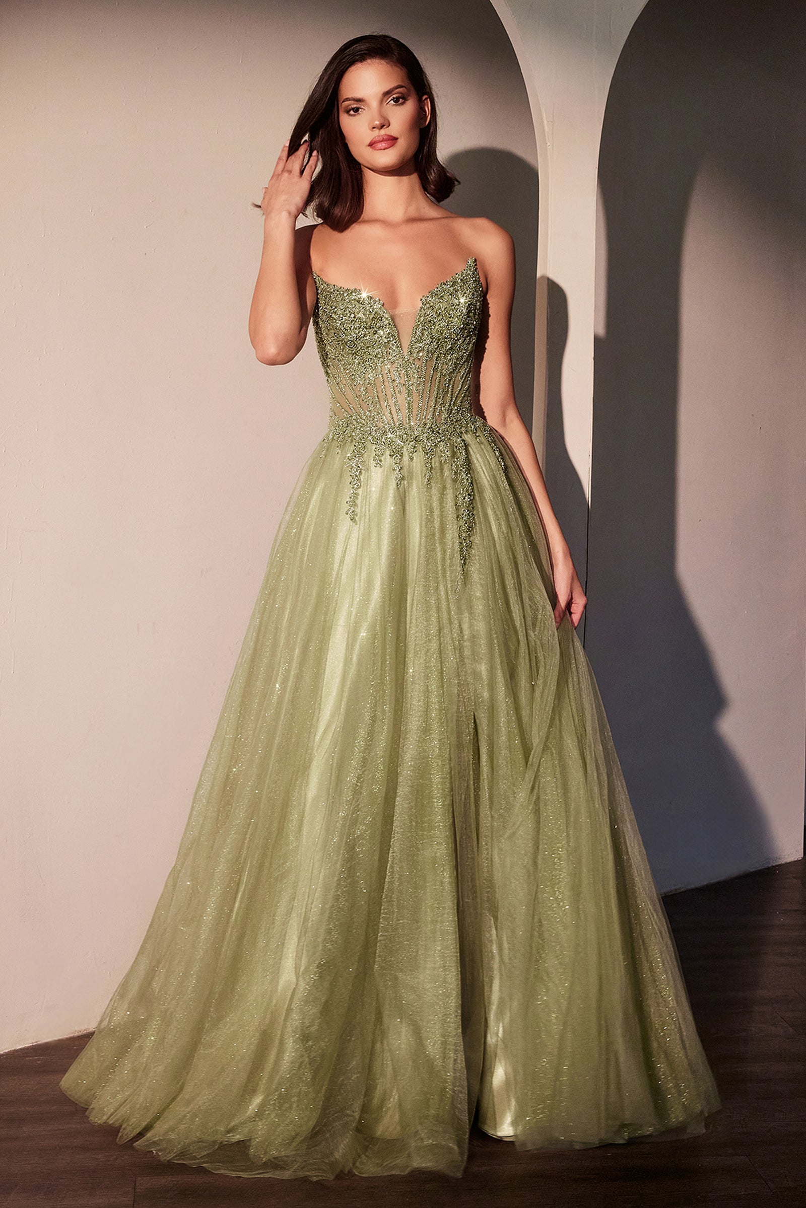 MERI GOWN STRAPLESS LAYERED TULLE A- DRESS