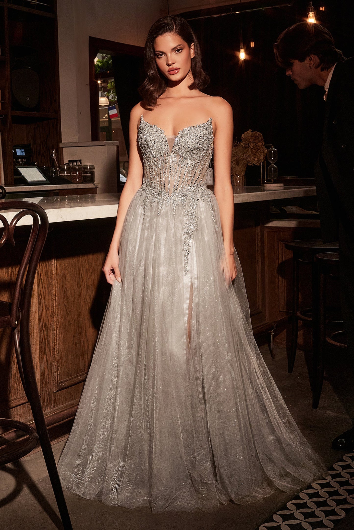 MERI GOWN STRAPLESS LAYERED TULLE A- DRESS