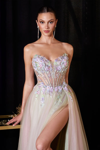 Violetta Gown Floral Appliqué Corset A- Dress