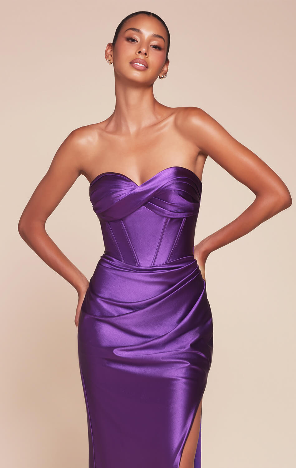 KOLLYN GOWN STRAPLESS LUXE SATIN FITTED GOWN