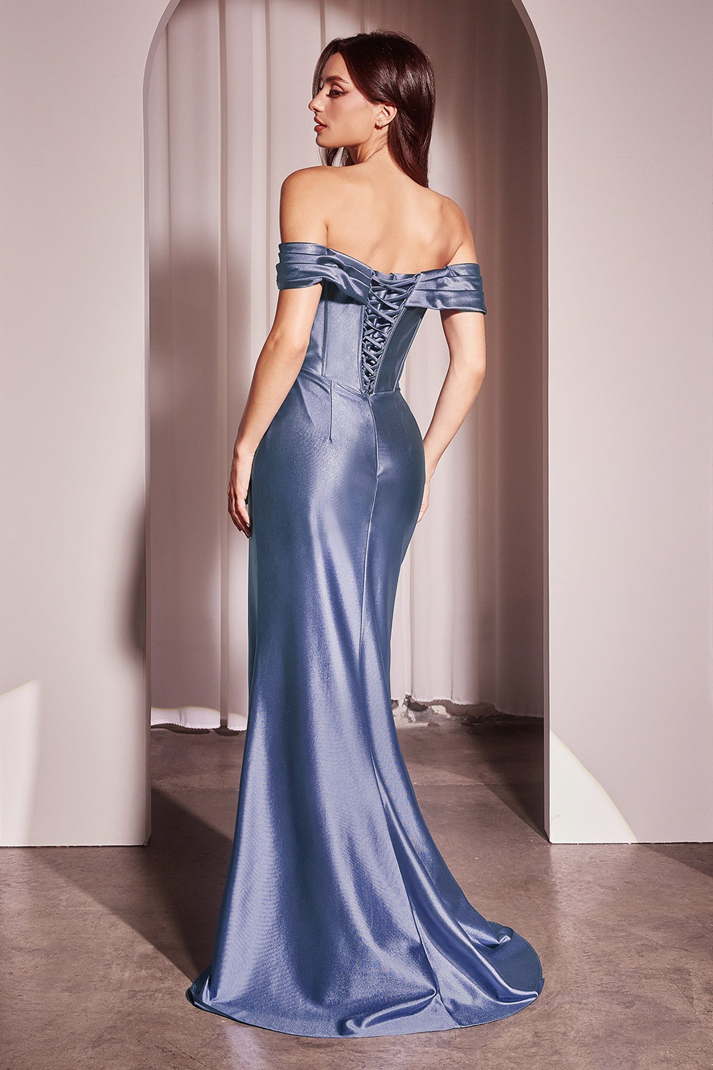 Lucienne Gown Off-the-Shoulder Satin Bustier Gown