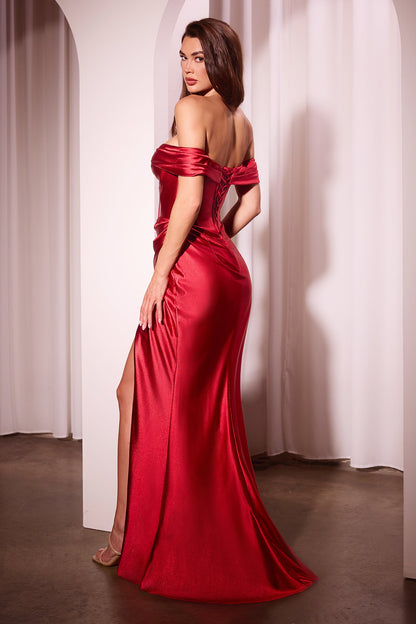 Lucienne Gown Off-the-Shoulder Satin Bustier Gown