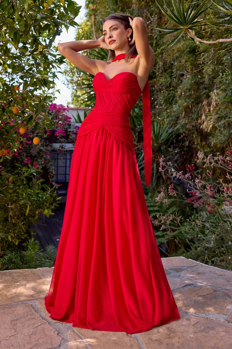 Kimberly Gown Chiffon A- Dress With Scarf
