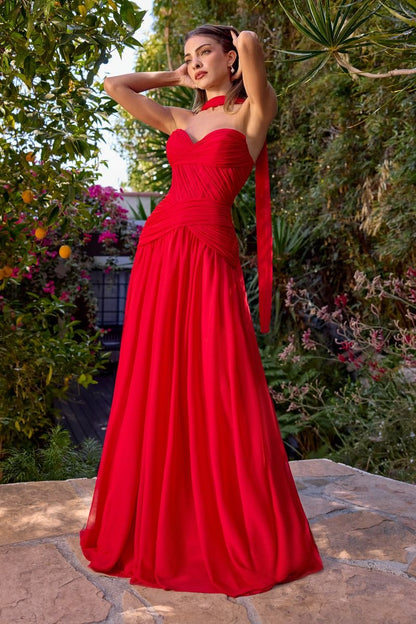 Kimberly Gown Chiffon A- Dress With Scarf