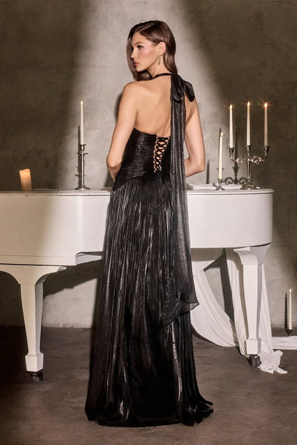 Brigid Gown Shimmer Chiffon Halter Dress