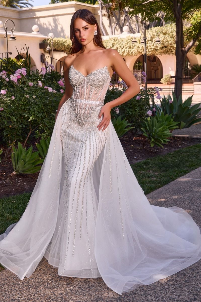 Ellington Gown Crystal Embellished Wedding Dress with Overskirt