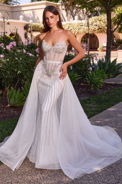 Ellington Gown Crystal Embellished Wedding Dress with Overskirt