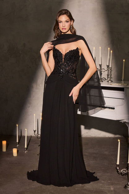 Neve Gown A- Formal Dress With Scarf