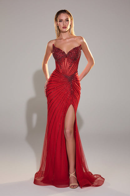 Mackenzie Gown Fitted Strapless Crystal Dress