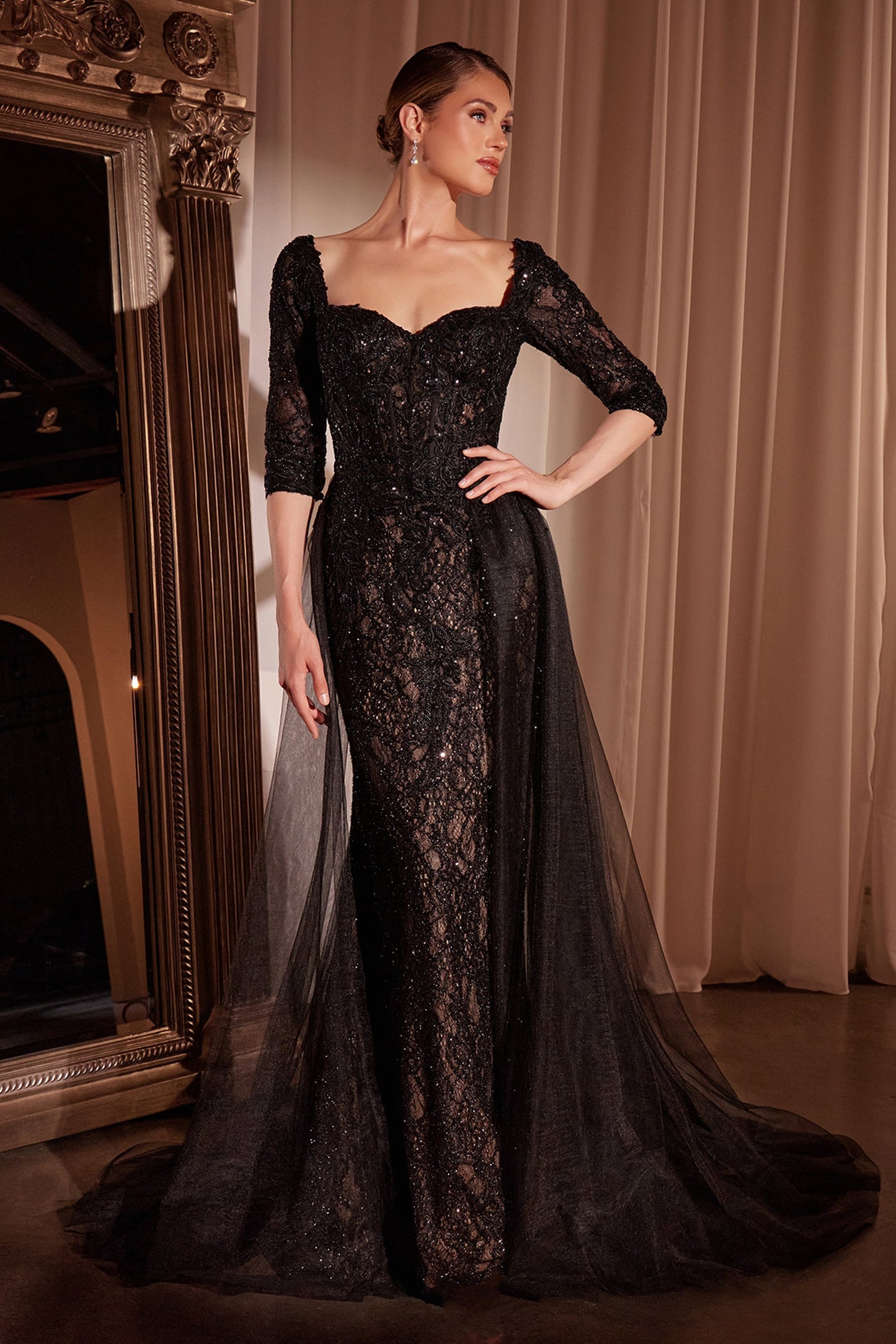 Liesel Gown LONG SLEEVE LACE FITTED DRESS & OVERSKIRT