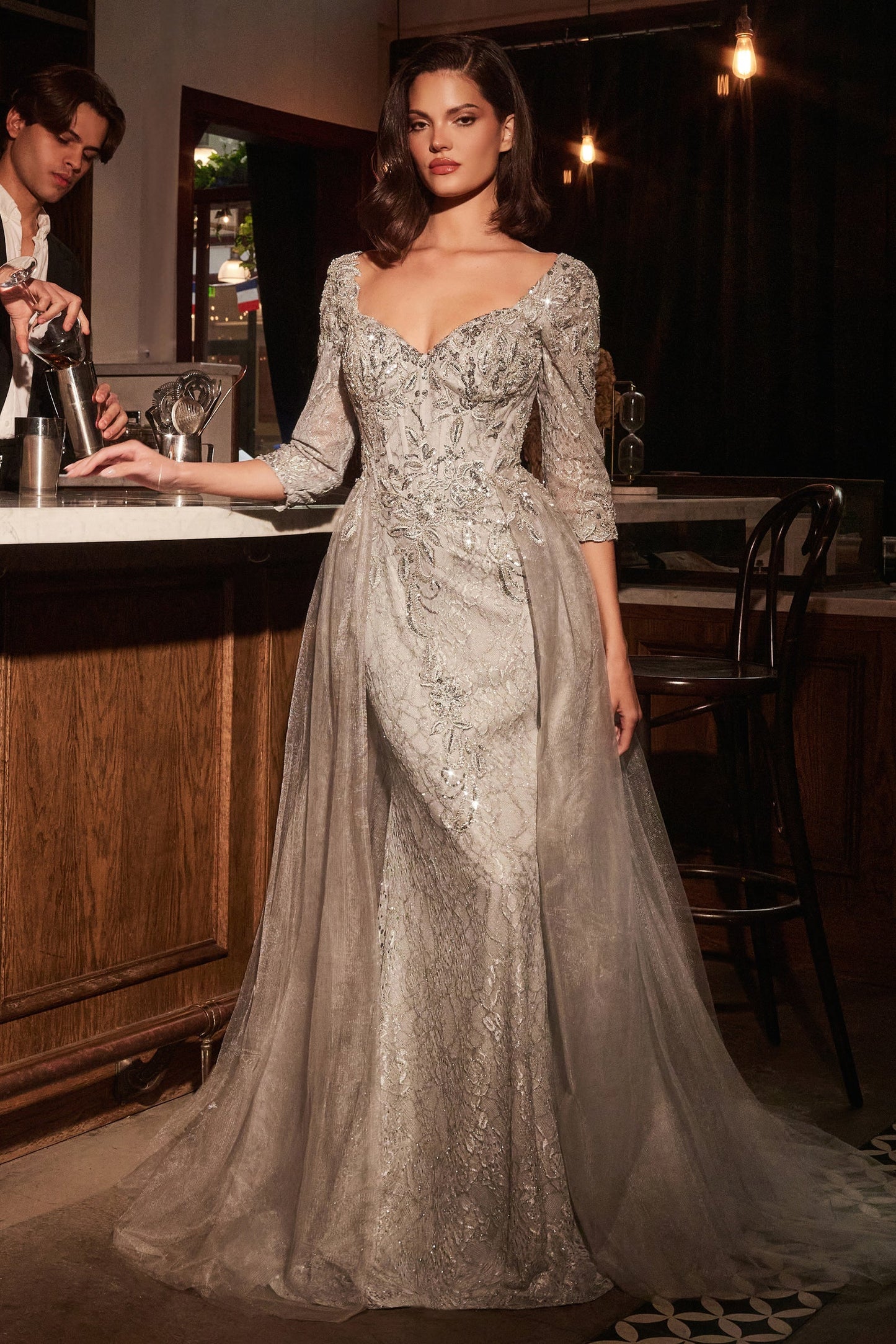 Liesel Gown LONG SLEEVE LACE FITTED DRESS & OVERSKIRT