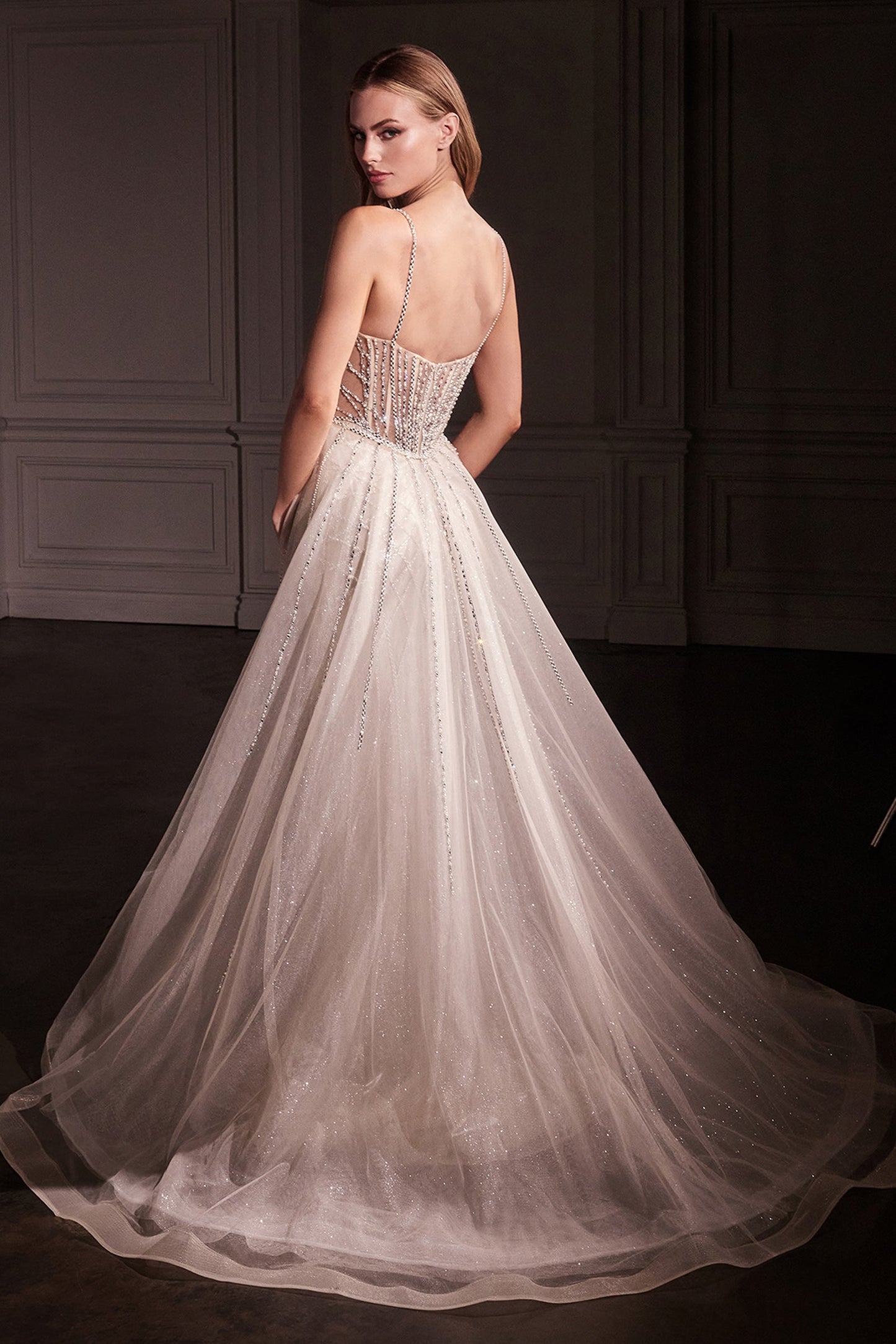 Cassiopeia Gown Fit & Flare Crystal-Embellished Gown with Overskirt