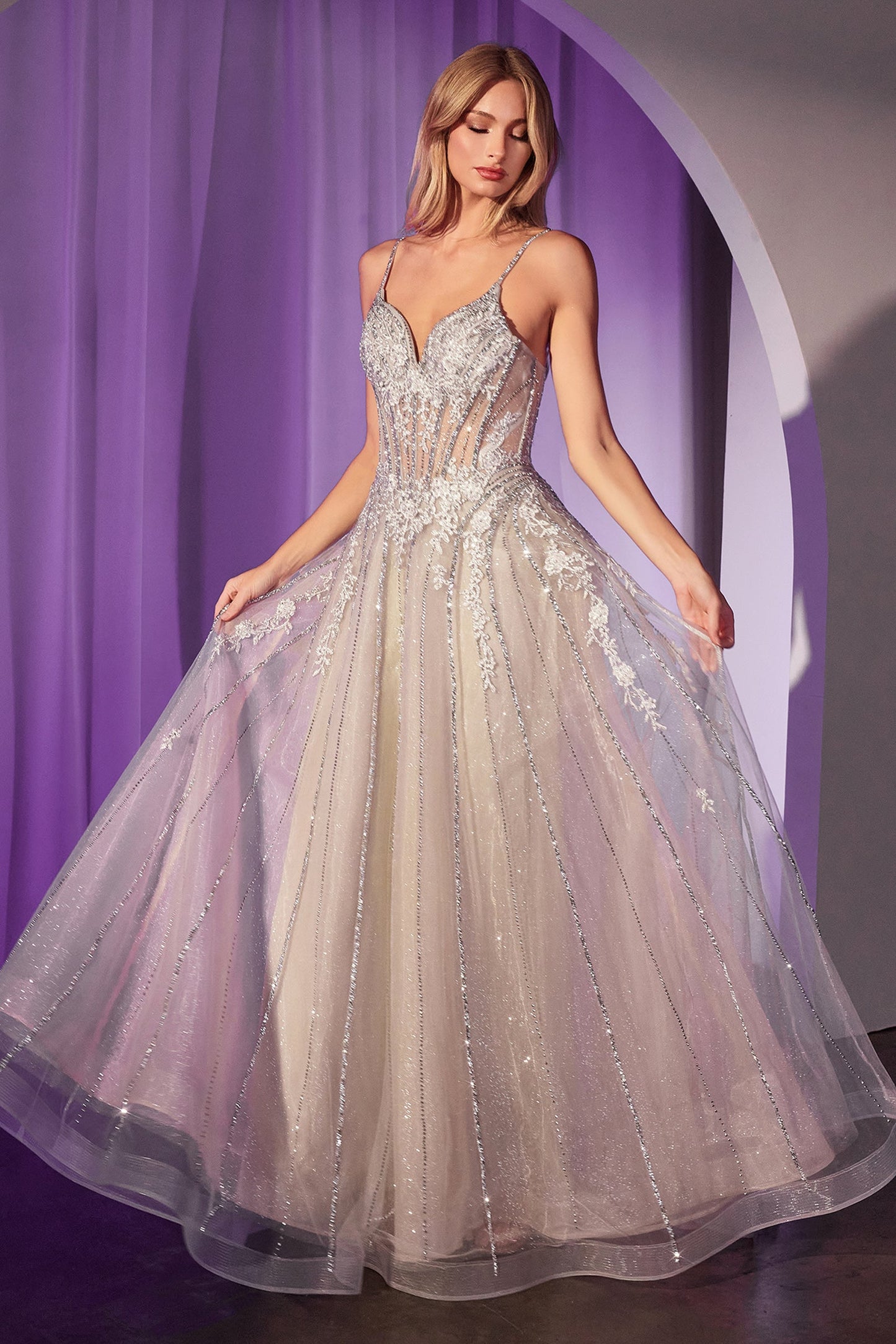 Wynter Gown Crystal-Embellished A- Tulle Dress