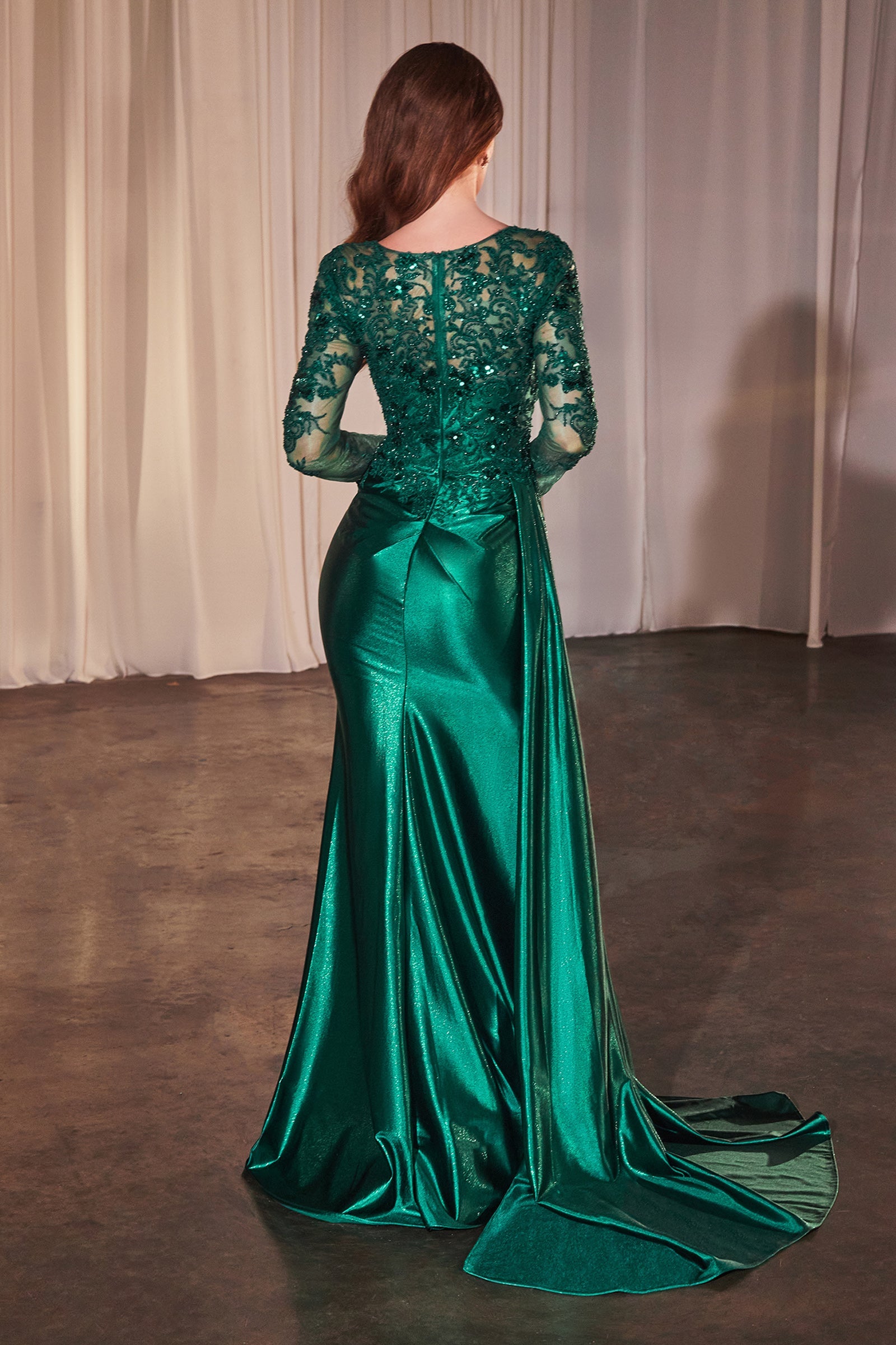 Debra Gown Long Sleeve Lace & Satin Formal Dress