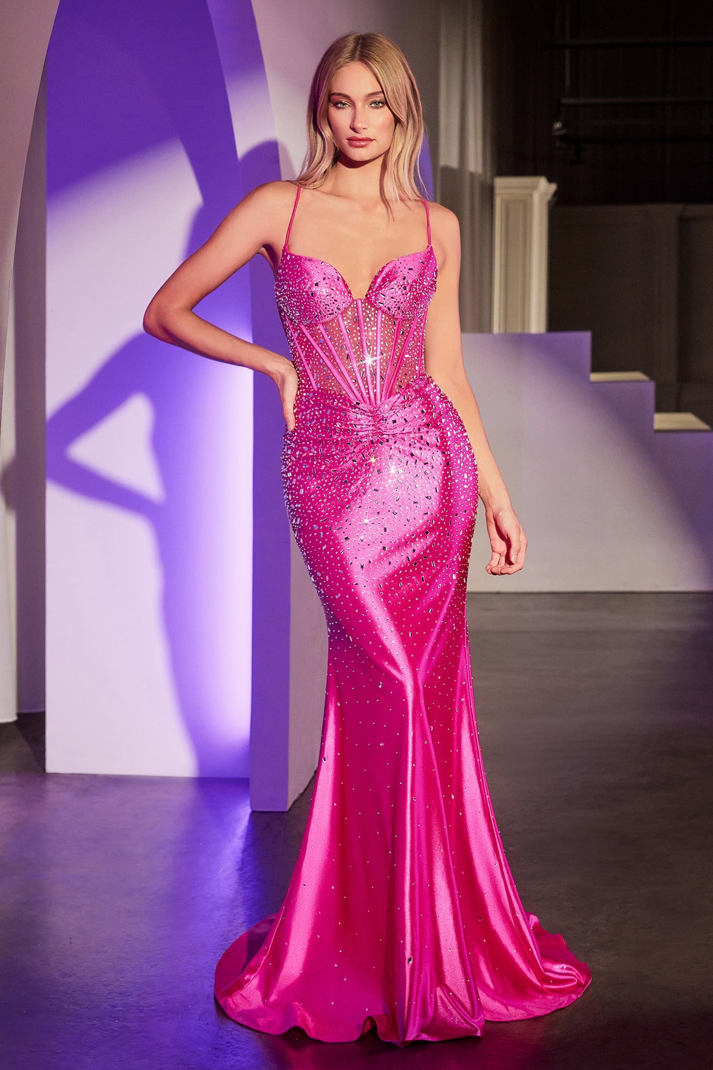 Cher Gown Micro-Crystal Embellished Dress