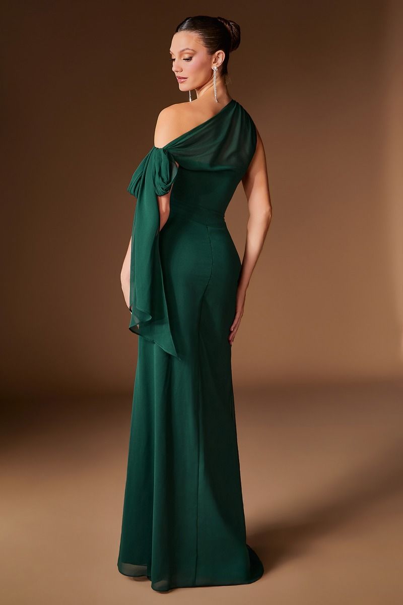 Barbara Gown Chiffon Dress With Shoulder Tie