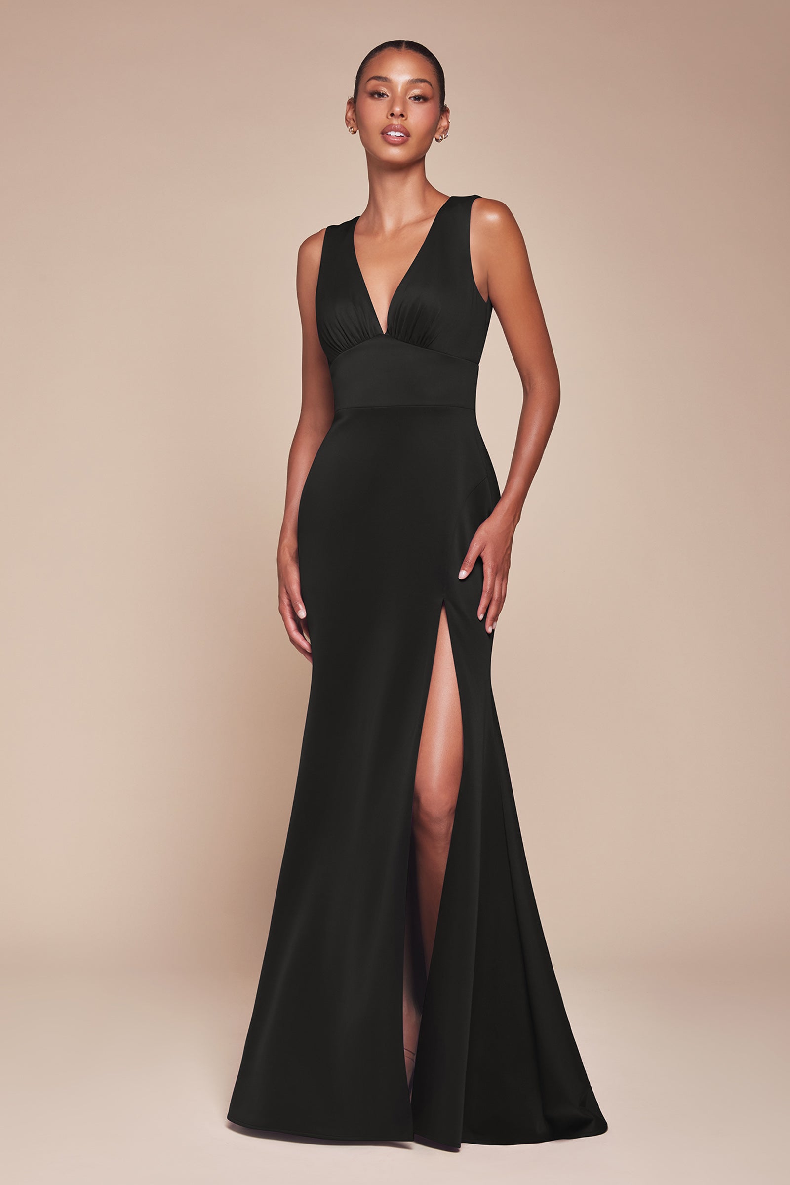 Cora Gown V Neckline & Keyhole Back