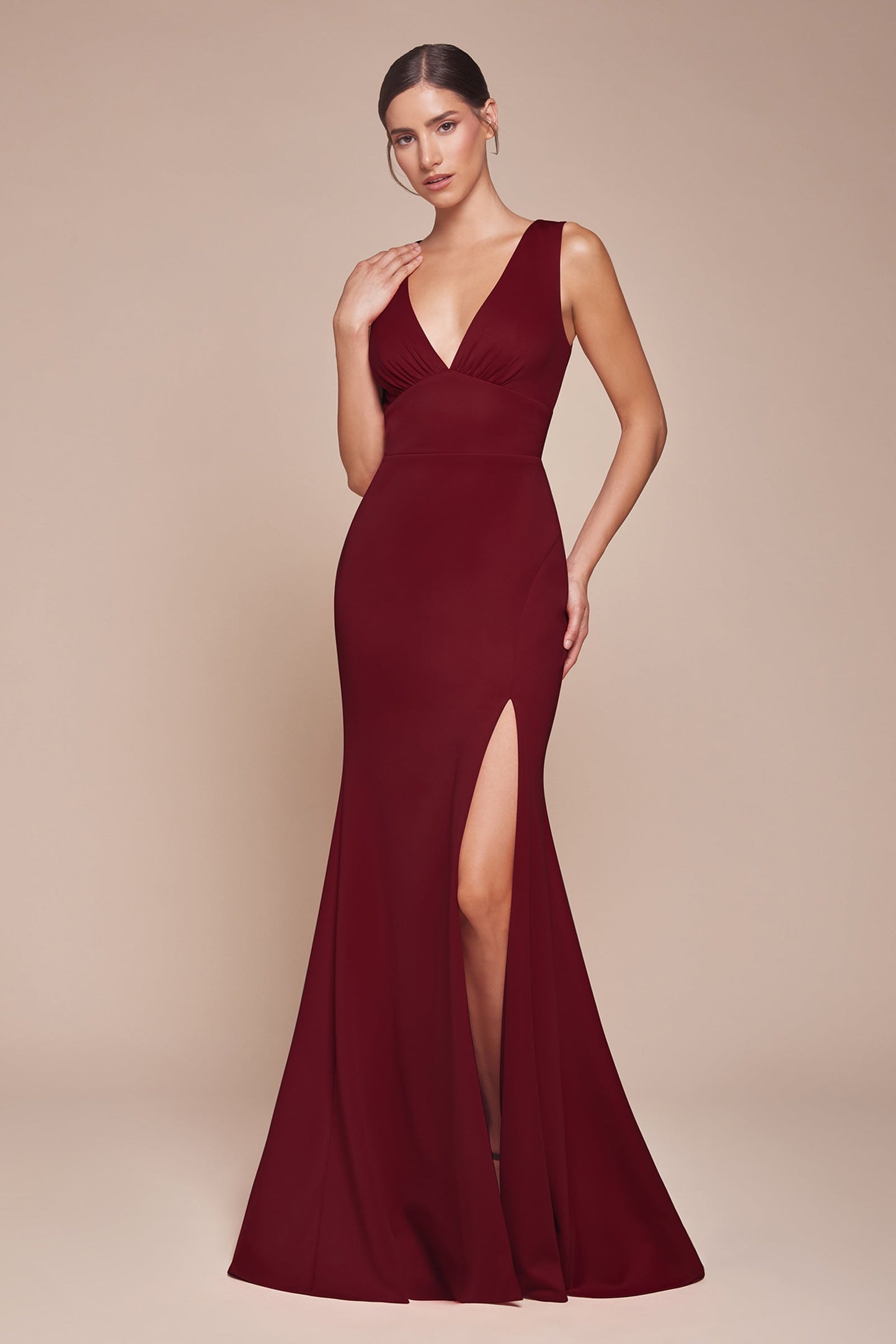 Cora Gown V Neckline & Keyhole Back