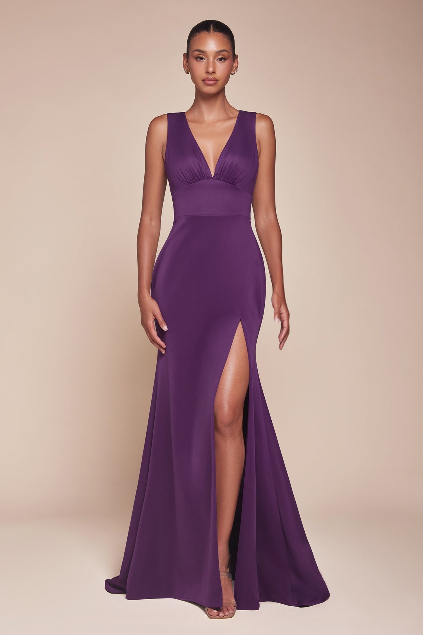 Cora Gown V Neckline & Keyhole Back