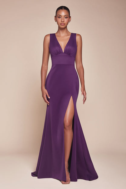 Cora Gown V Neckline & Keyhole Back