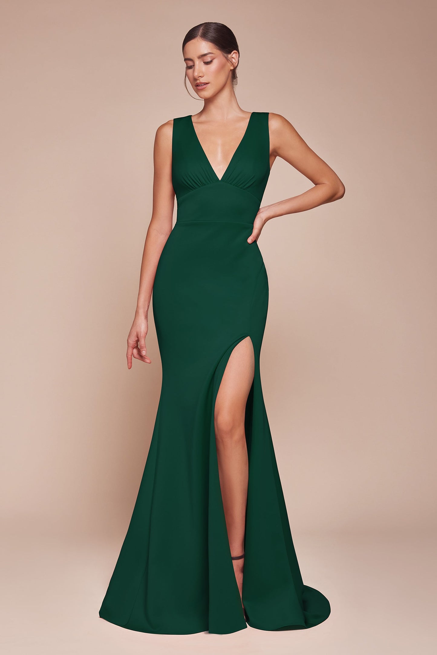 Cora Gown V Neckline & Keyhole Back